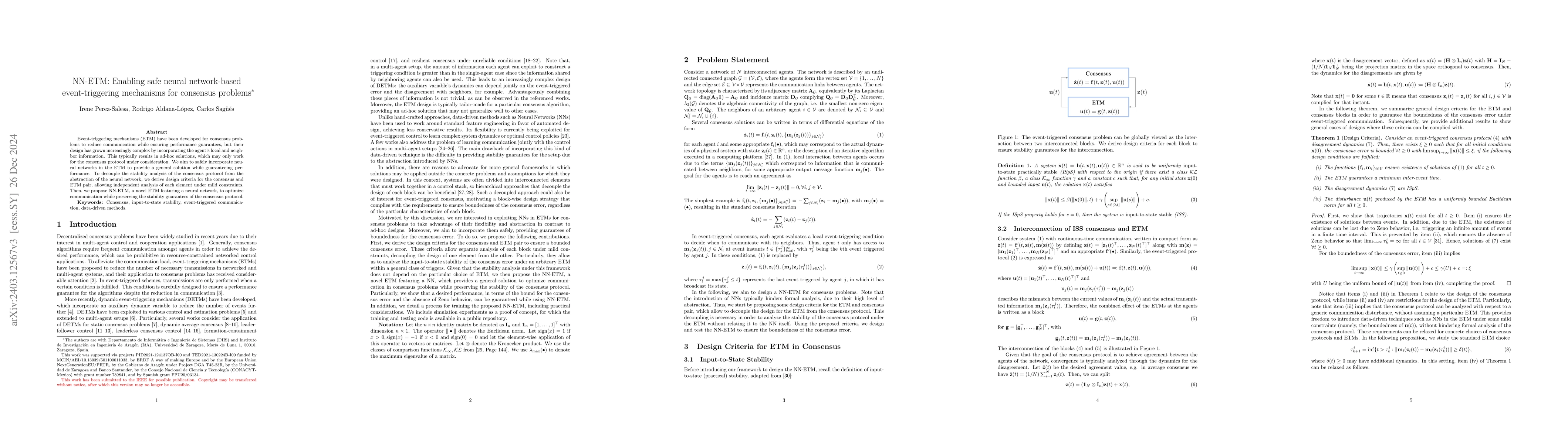 Thumbnail for NN-ETM: Enabling safe neural network-based event-triggering mechanisms
  for consensus problems