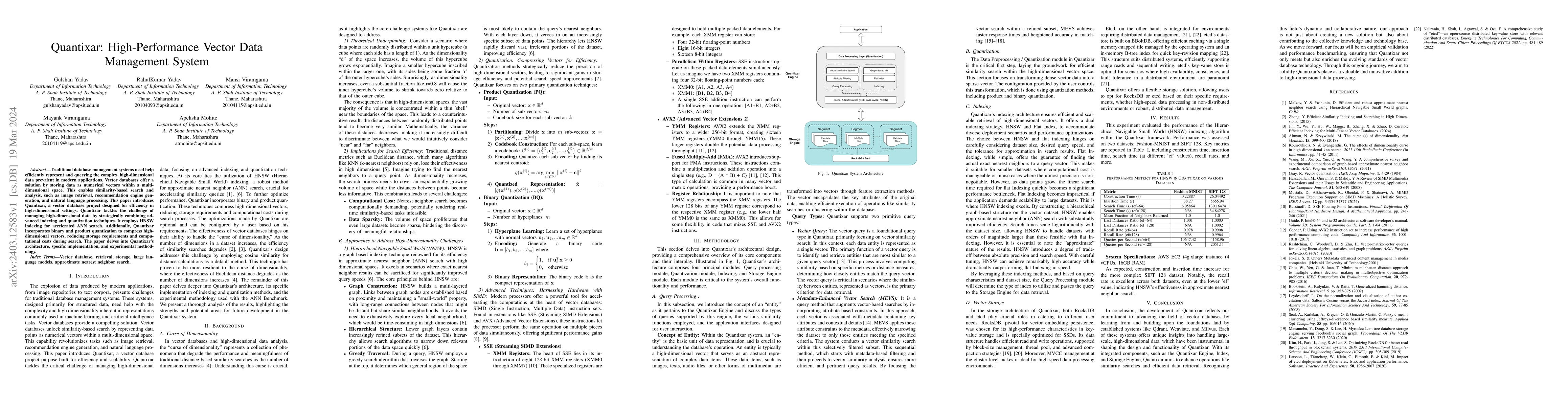 Thumbnail for Quantixar: High-performance Vector Data Management System