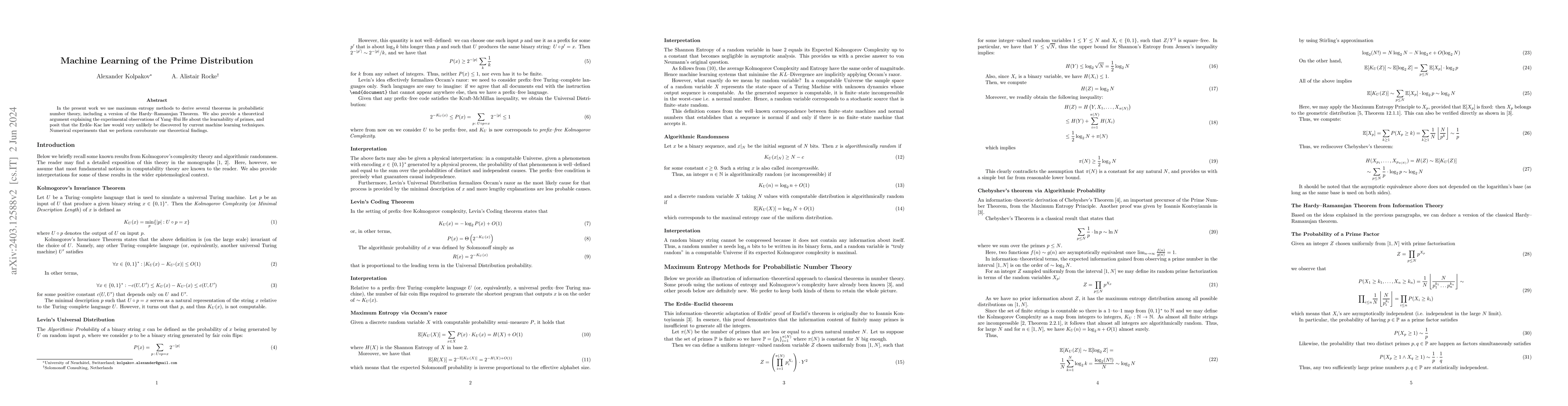 Thumbnail for Machine Learning of the Prime Distribution