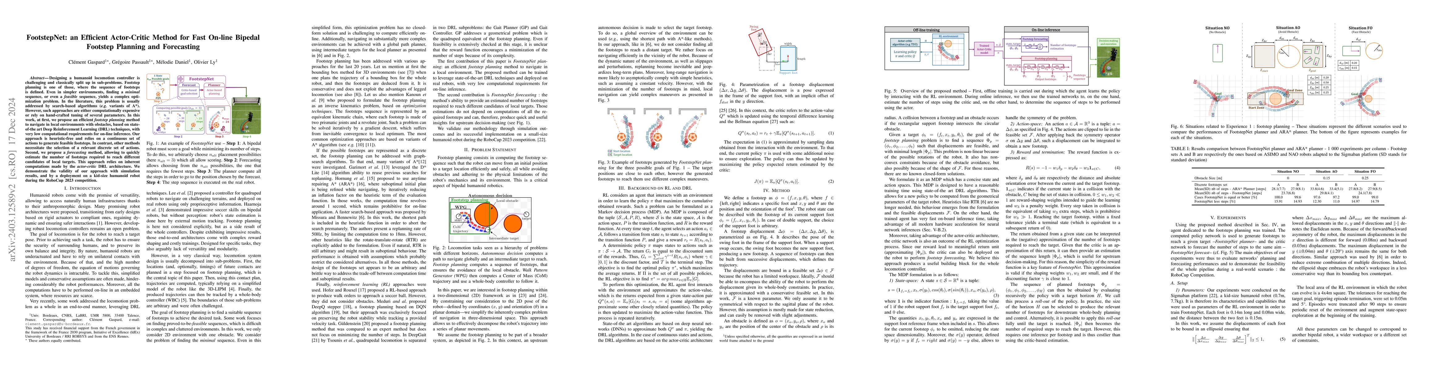 Thumbnail for FootstepNet: an Efficient Actor-Critic Method for Fast On-line Bipedal
  Footstep Planning and Forecasting