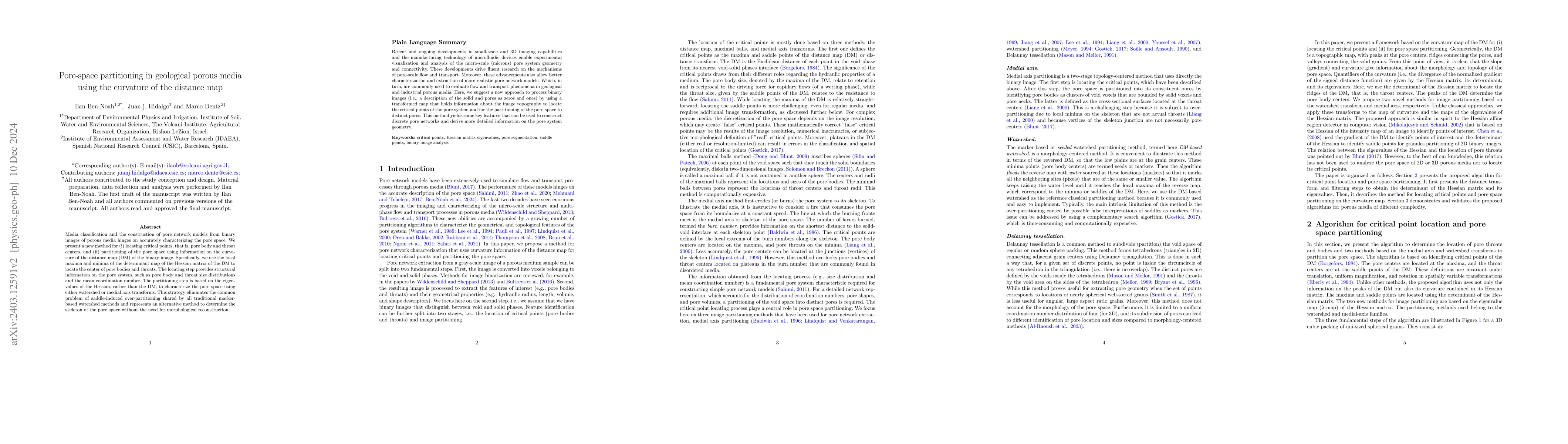 Thumbnail for Efficient pore space characterization based on the curvature of the
  distance map