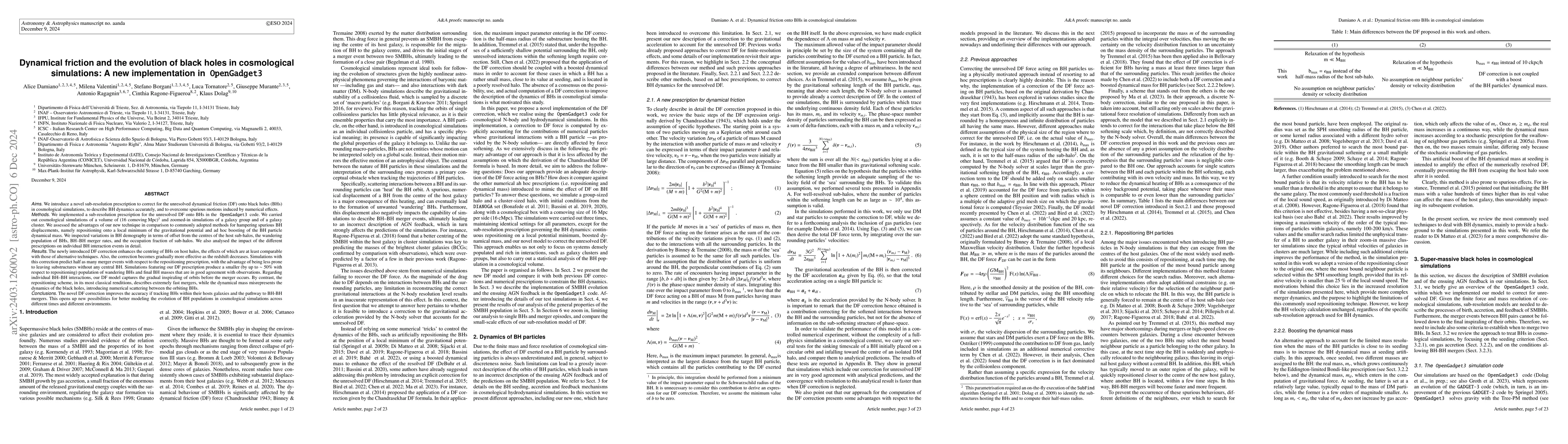 Thumbnail for Dynamical friction and evolution of black holes in cosmological
  simulations: a new implementation in OpenGadget3