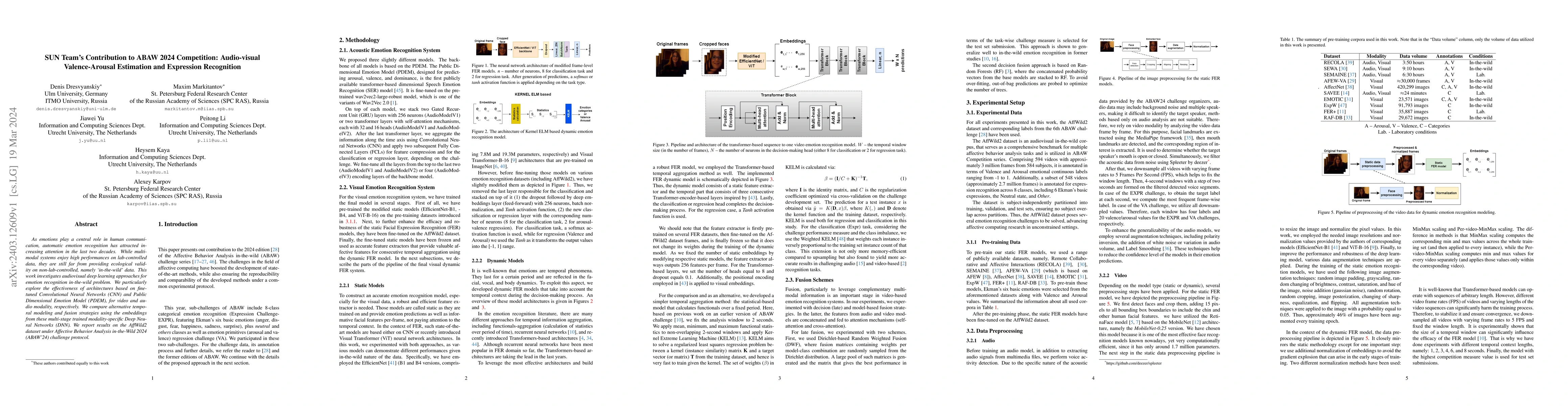 Thumbnail for SUN Team's Contribution to ABAW 2024 Competition: Audio-visual
  Valence-Arousal Estimation and Expression Recognition