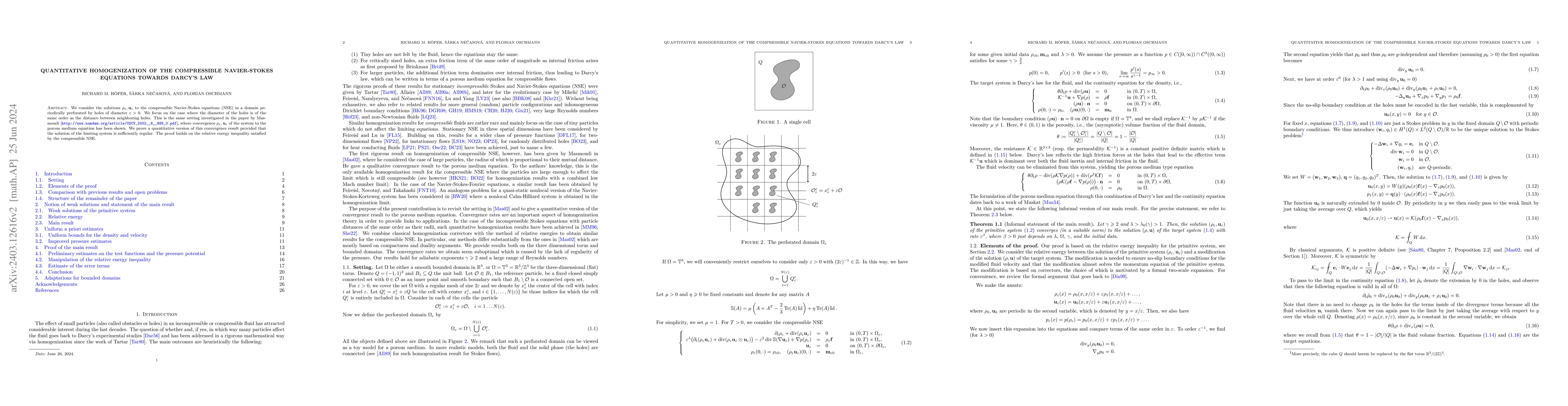 Thumbnail for Quantitative homogenization of the compressible Navier-Stokes equations
  towards Darcy's law
