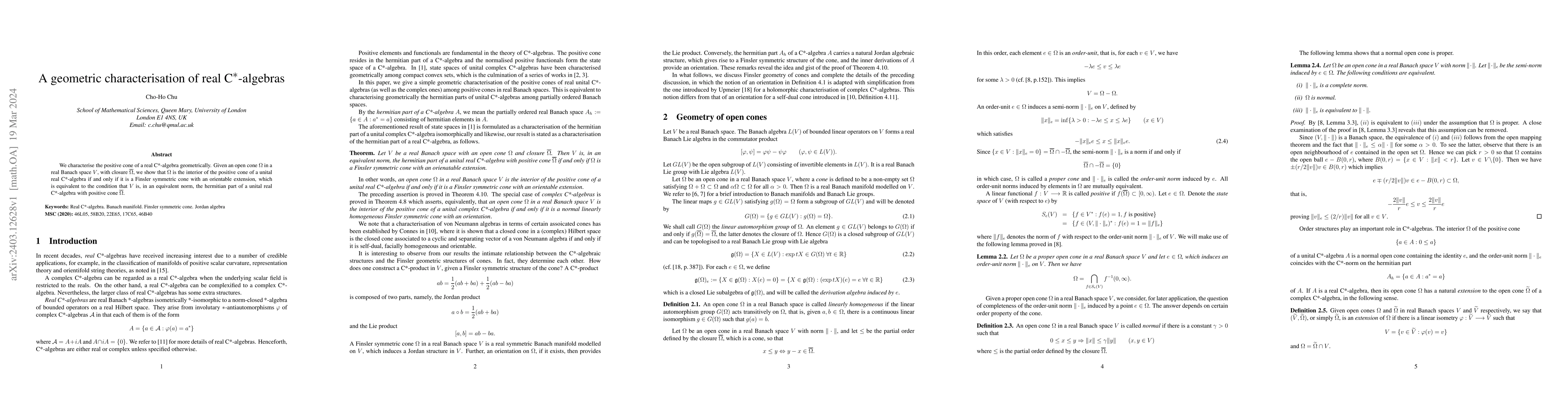 Thumbnail for A geometric characterisation of real C*-algebras