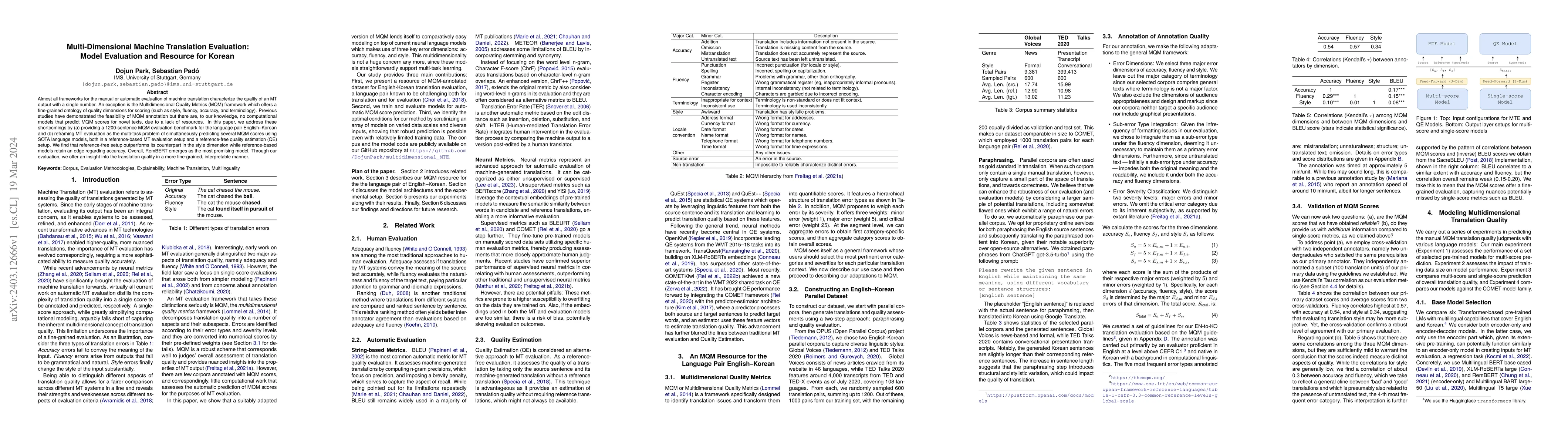 Thumbnail for Multi-Dimensional Machine Translation Evaluation: Model Evaluation and
  Resource for Korean