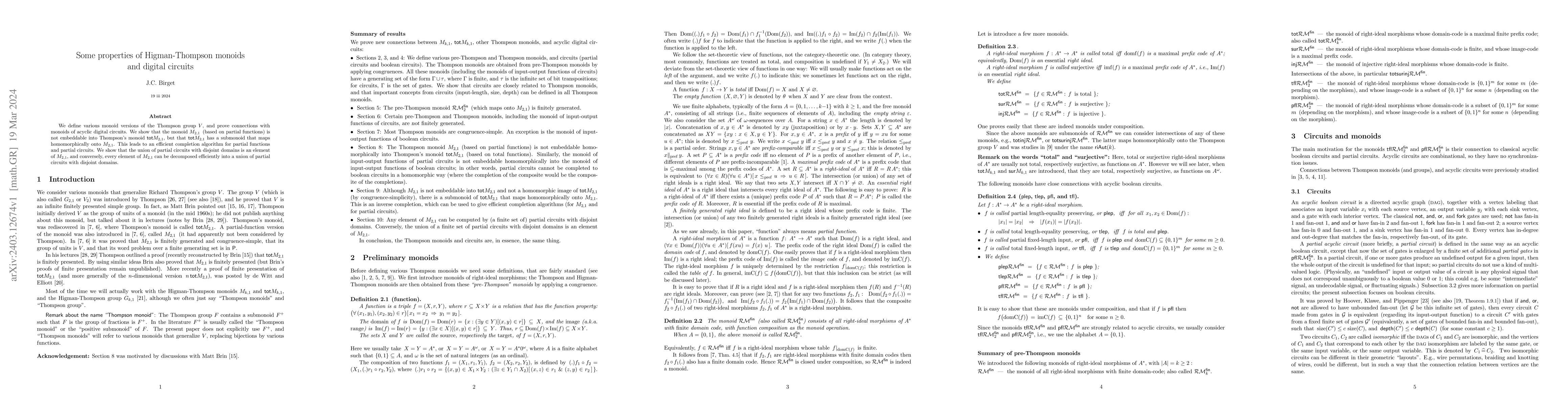Thumbnail for Some properties of Higman-Thompson monoids and digital circuits