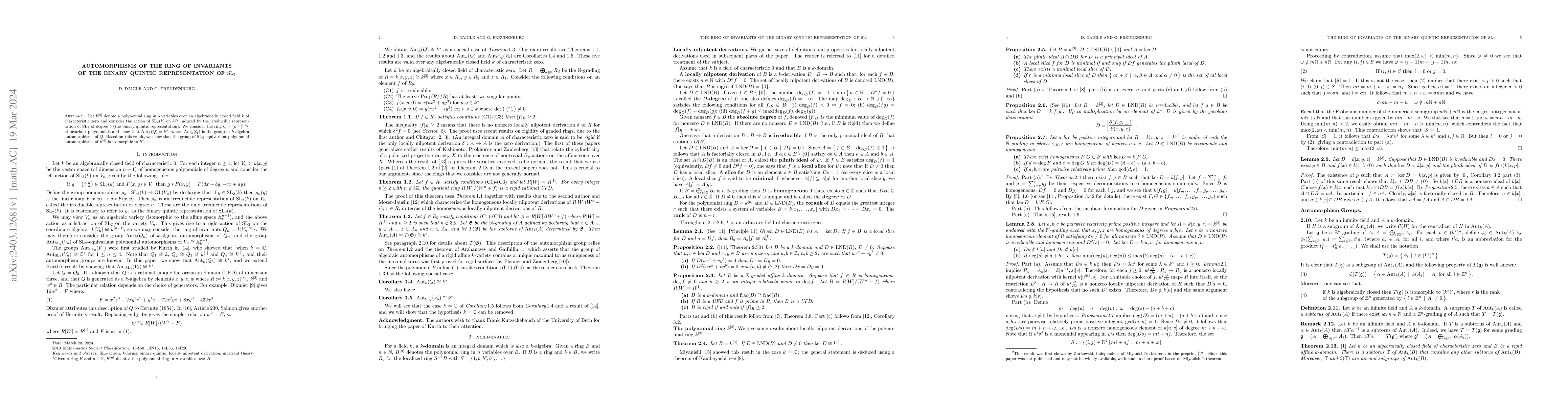 Thumbnail for Automorphisms of the ring of invariants of the binary quintic
  representation of SL2