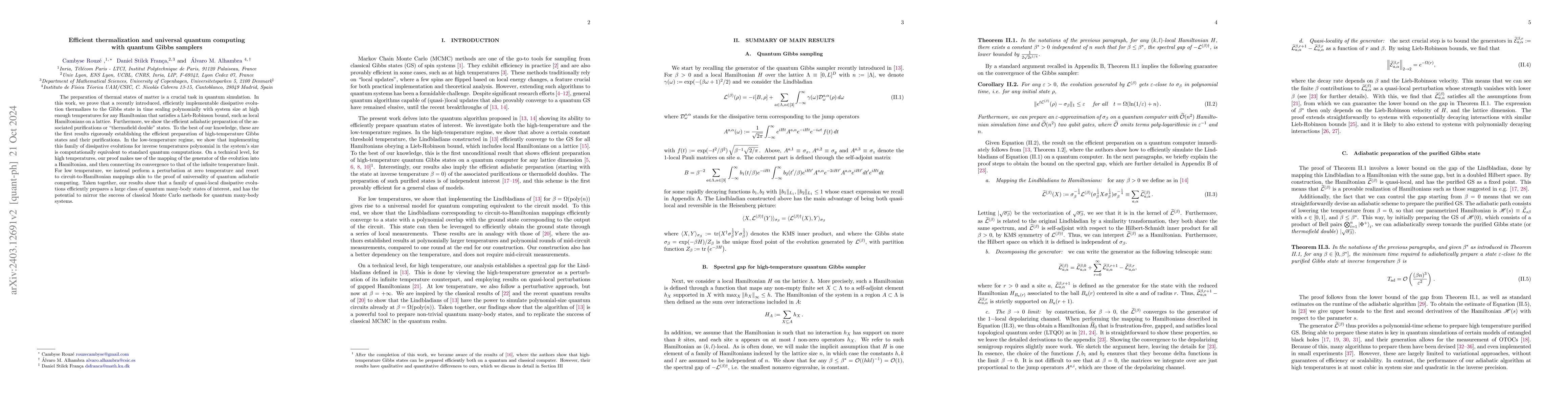 Thumbnail for Efficient thermalization and universal quantum computing with quantum
  Gibbs samplers