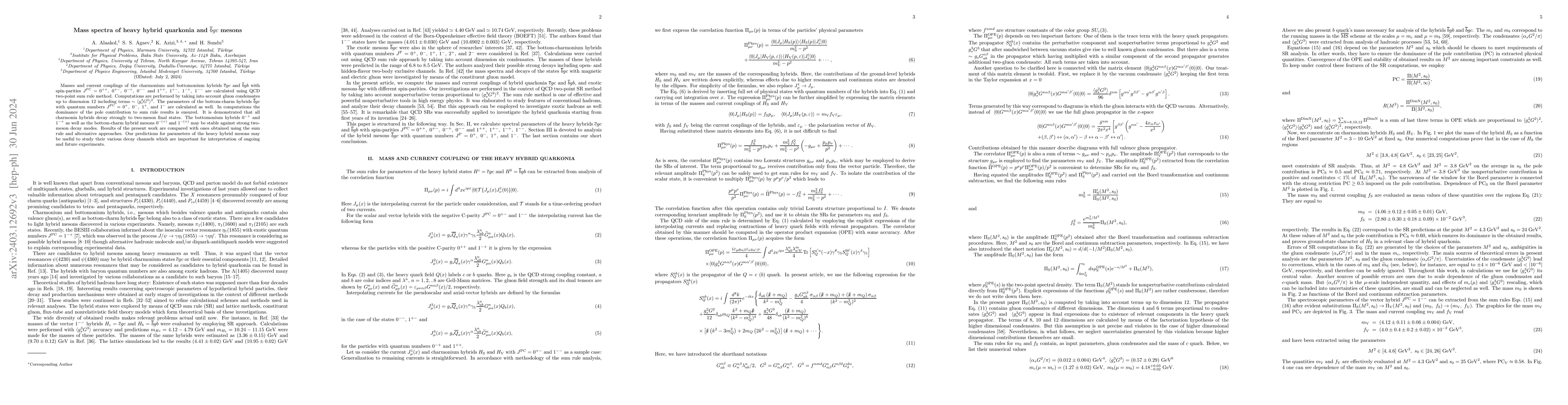 Thumbnail for Mass spectra of heavy hybrid quarkonia and $\overline{b}gc$ mesons