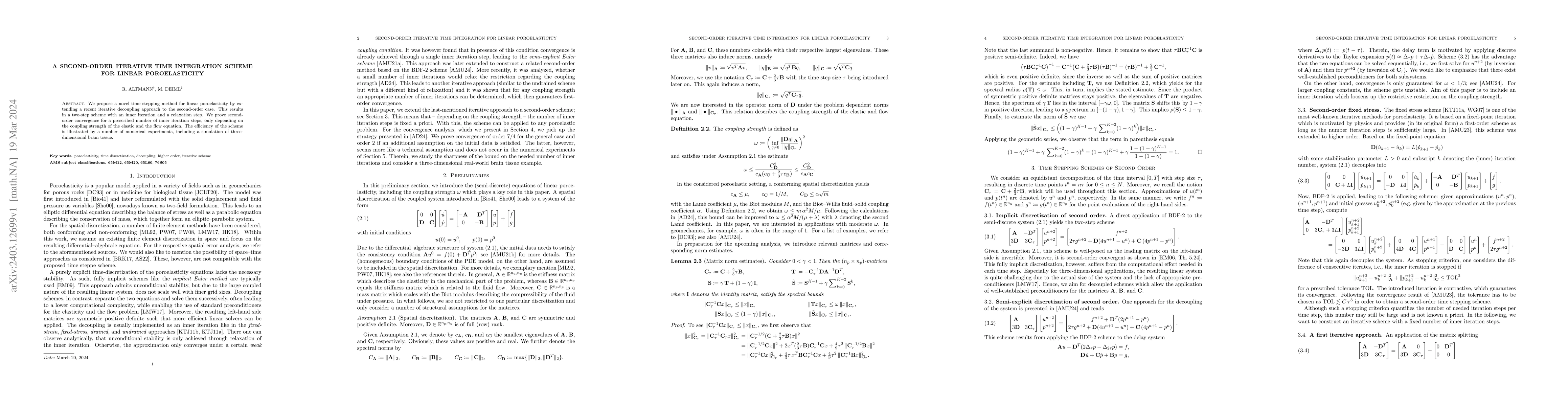Thumbnail for A second-order iterative time integration scheme for linear
  poroelasticity