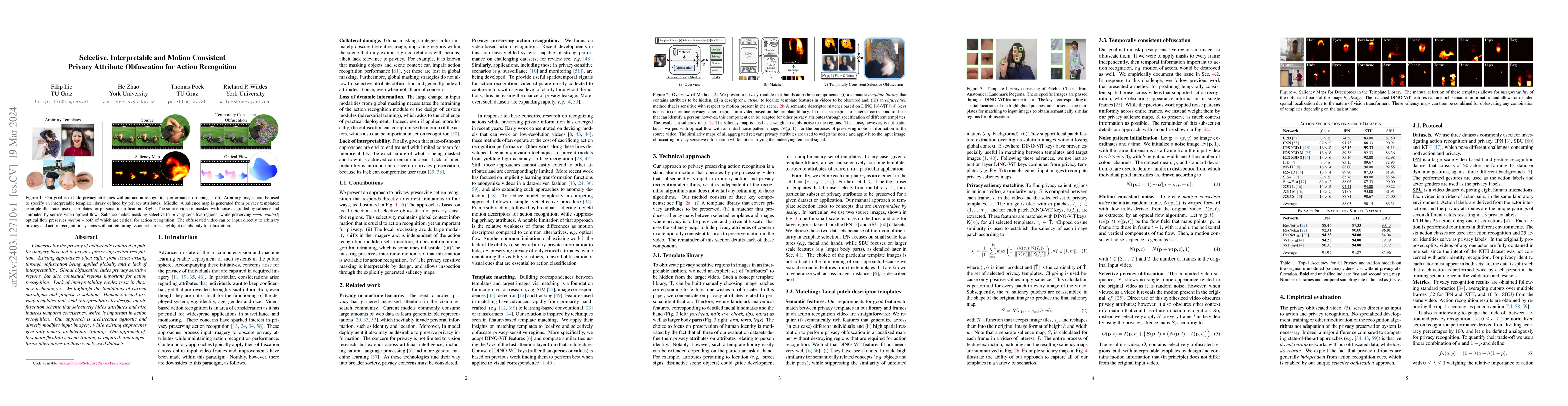 Thumbnail for Selective, Interpretable, and Motion Consistent Privacy Attribute
  Obfuscation for Action Recognition