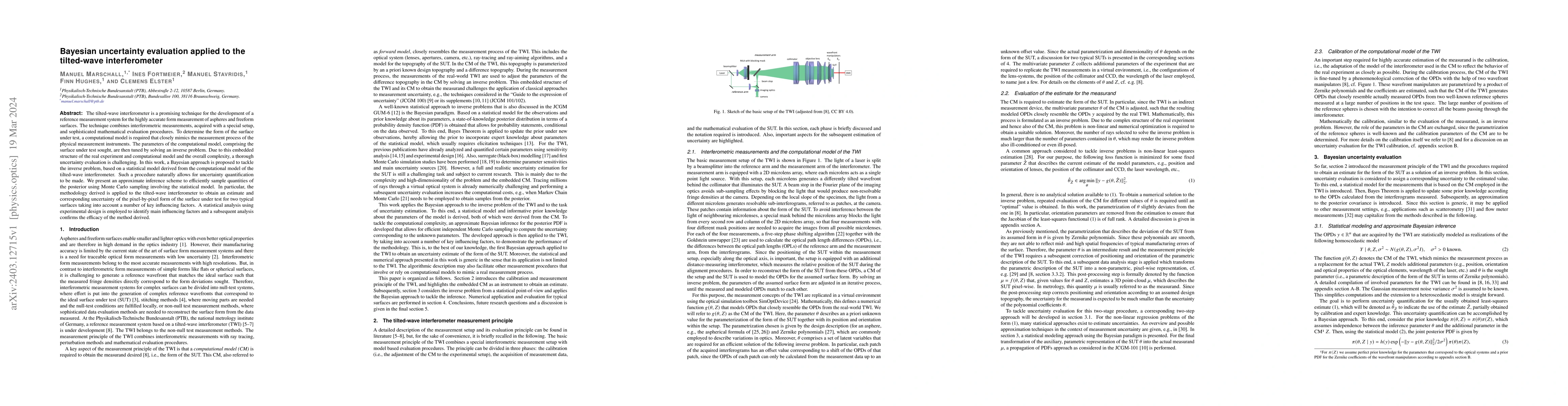 Thumbnail for Bayesian uncertainty evaluation applied to the tilted-wave
  interferometer