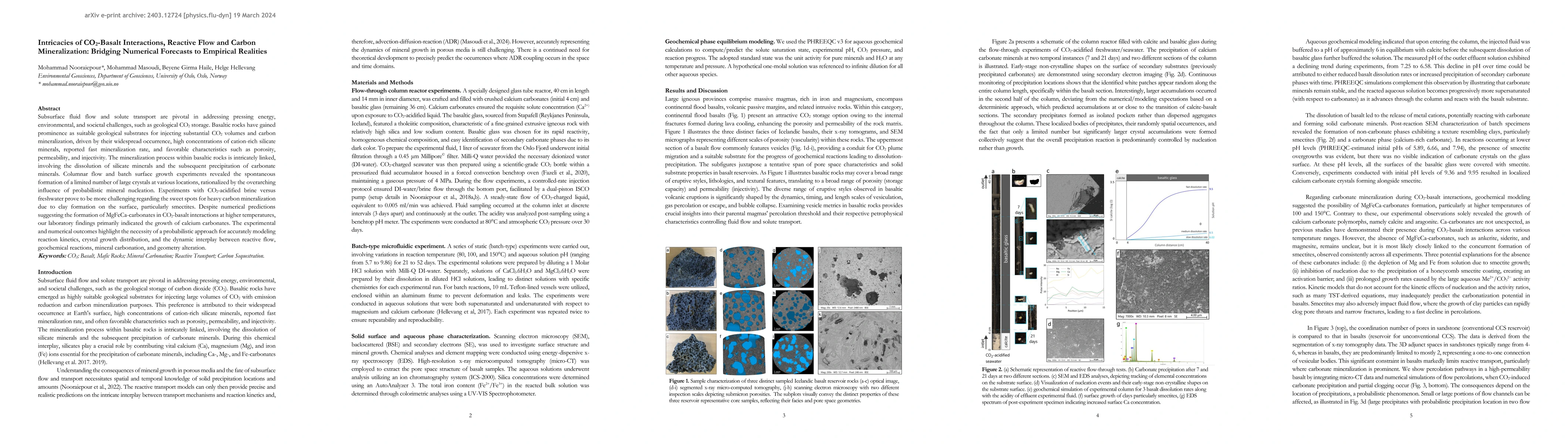 Thumbnail for Intricacies of CO2-Basalt Interactions, Reactive Flow and Carbon
  Mineralization: Bridging Numerical Forecasts to Empirical Realities