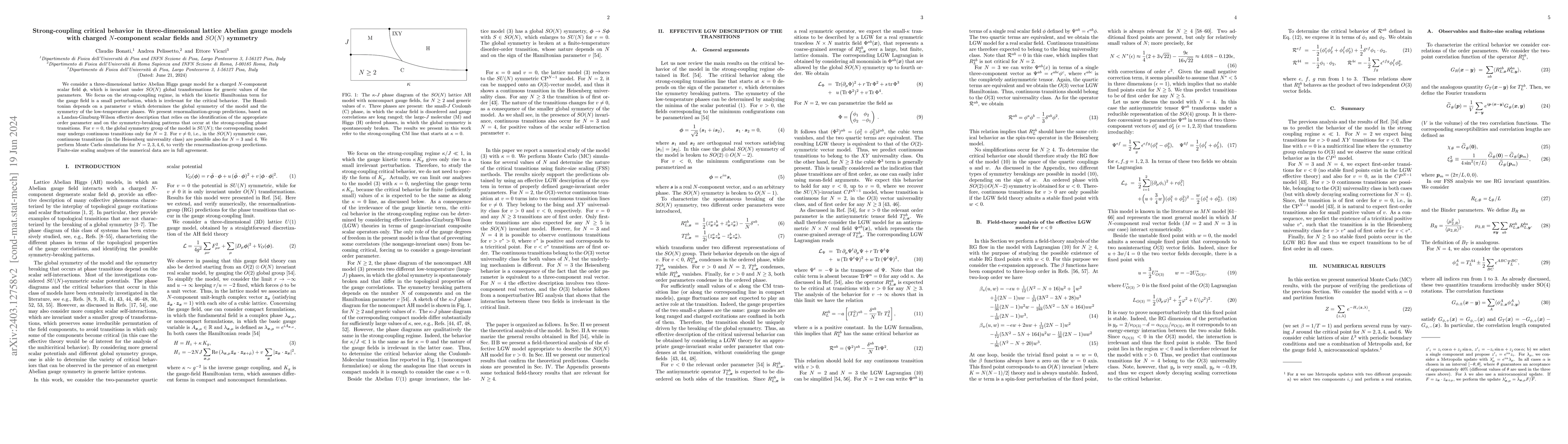 Thumbnail for Strong-coupling critical behavior in three-dimensional lattice Abelian
  gauge models with charged $N$-component scalar fields and $SO(N)$ symmetry