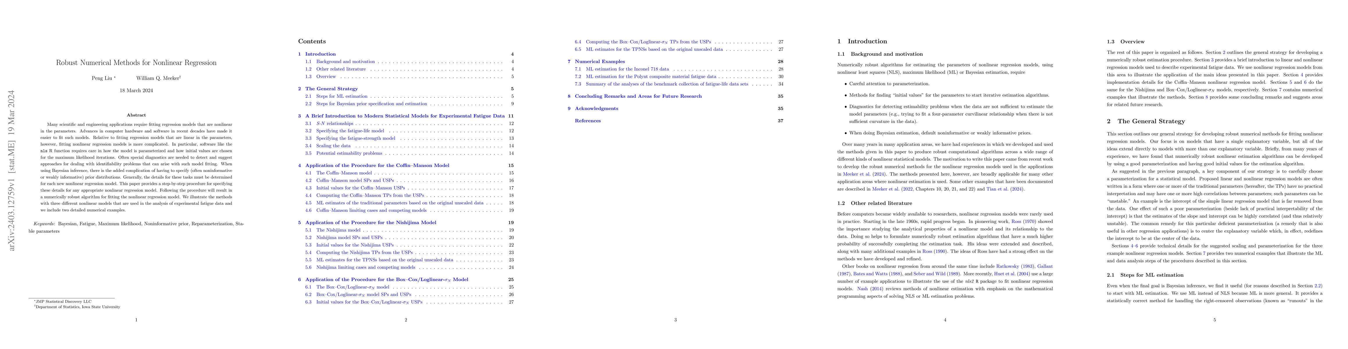 Thumbnail for Robust Numerical Methods for Nonlinear Regression