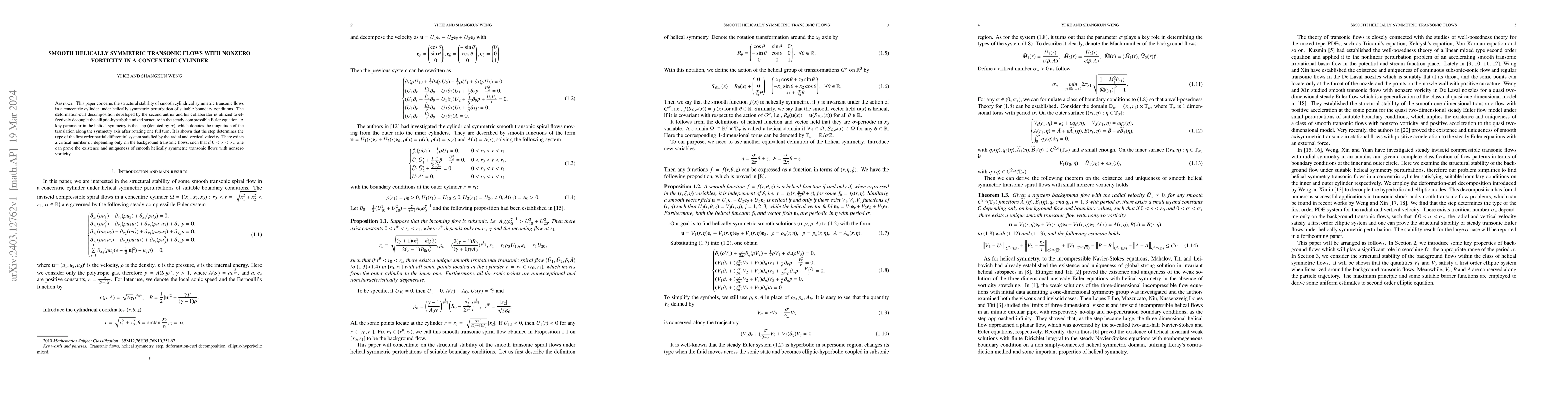 Thumbnail for Smooth helically symmetric transonic flows with nonzero vorticity in a
  concentric cylinder