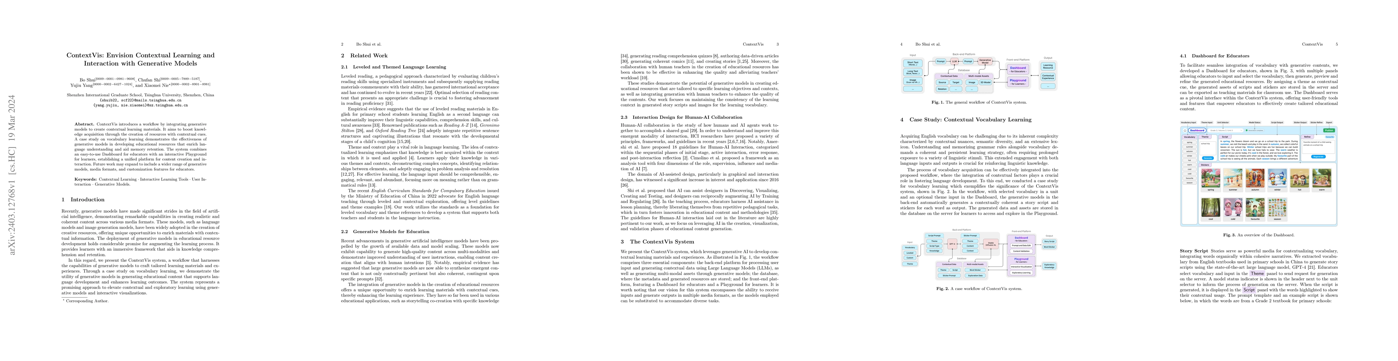 Thumbnail for ContextVis: Envision Contextual Learning and Interaction with Generative
  Models