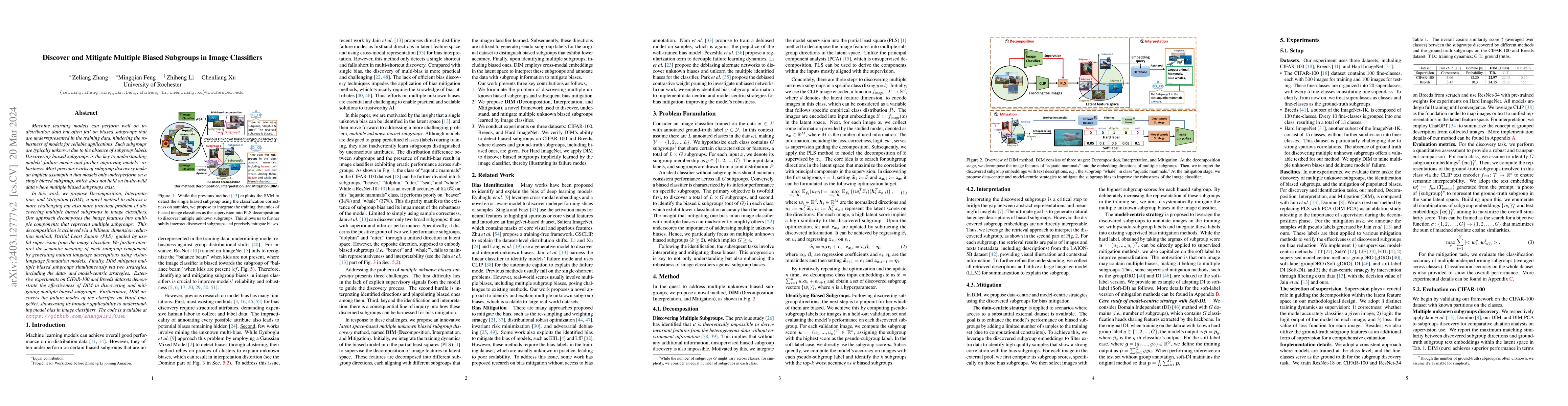 Thumbnail for Discover and Mitigate Multiple Biased Subgroups in Image Classifiers