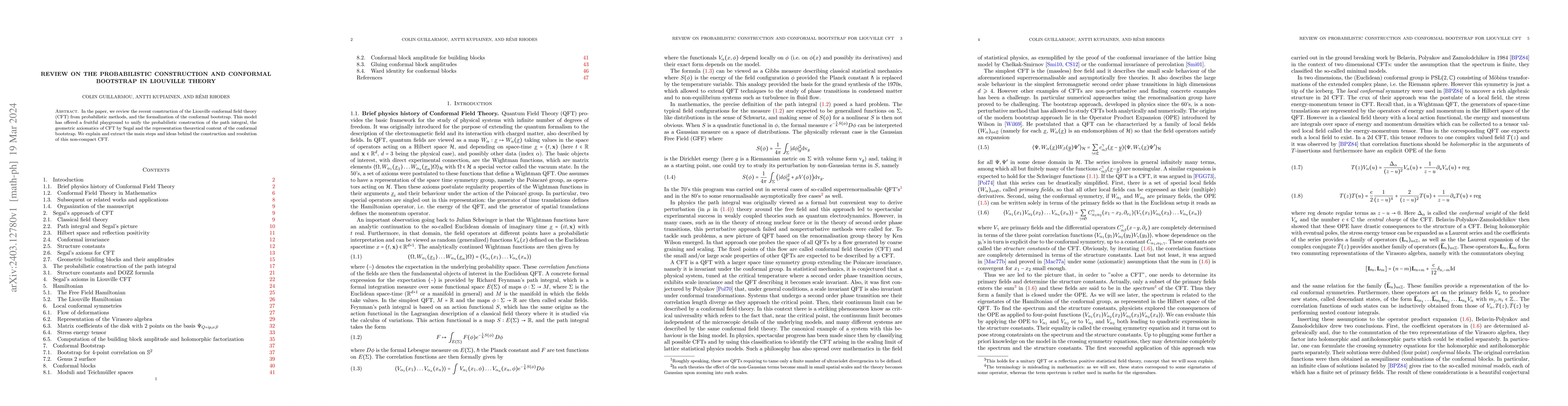 Thumbnail for Review on the probabilistic construction and Conformal bootstrap in
  Liouville Theory