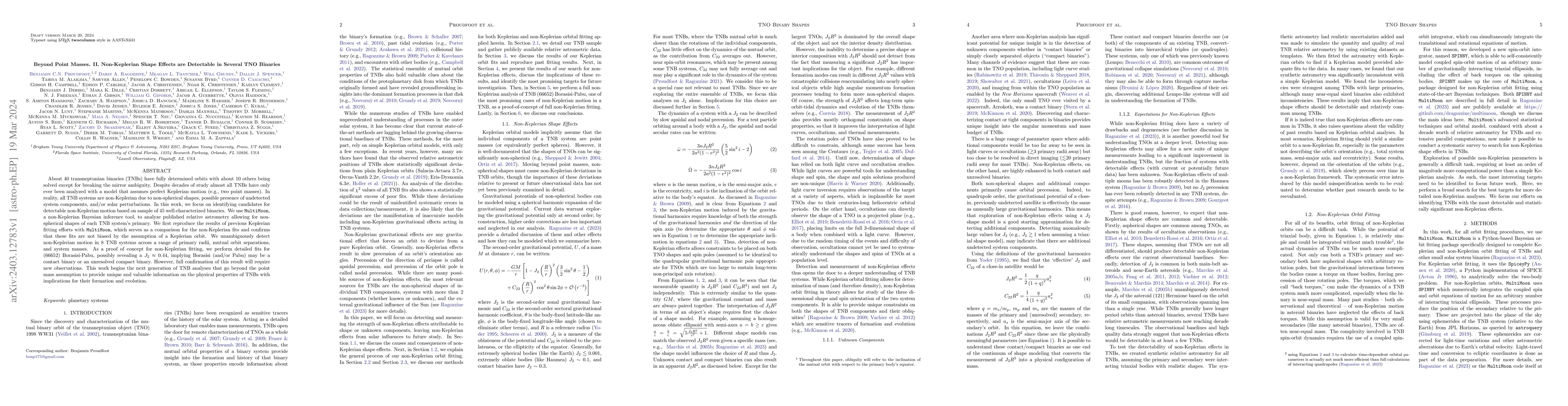 Thumbnail for Beyond Point Masses. II. Non-Keplerian Shape Effects are Detectable in
  Several TNO Binaries