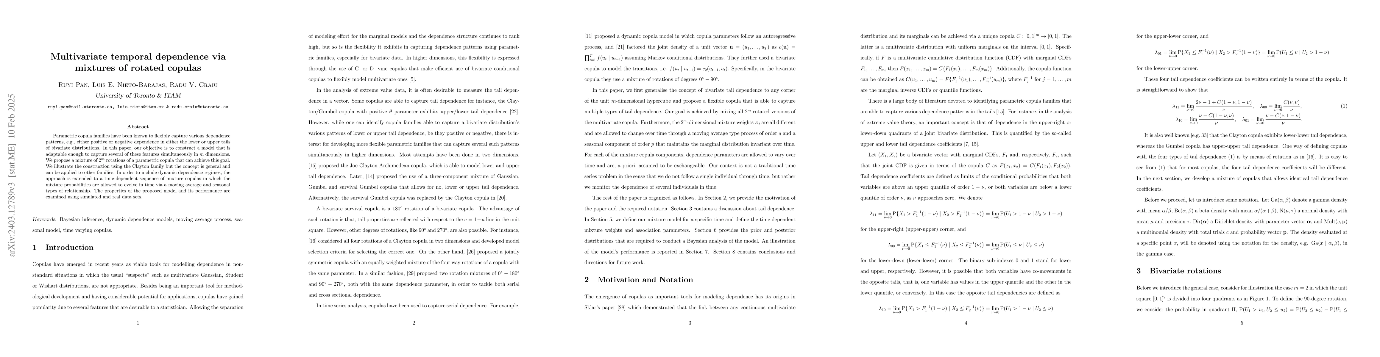 Thumbnail for Bivariate temporal dependence via mixtures of rotated copulas