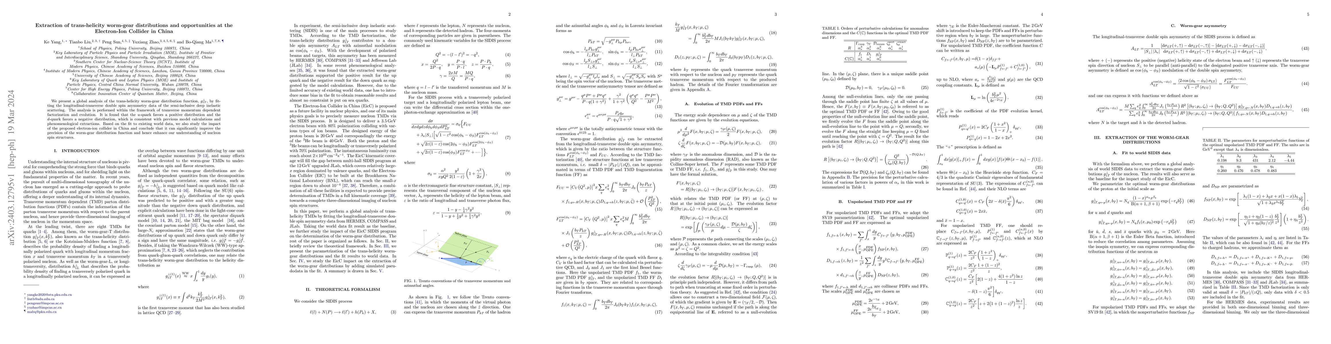 Thumbnail for Extraction of trans-helicity worm-gear distributions and opportunities
  at the Electron-Ion Collider in China