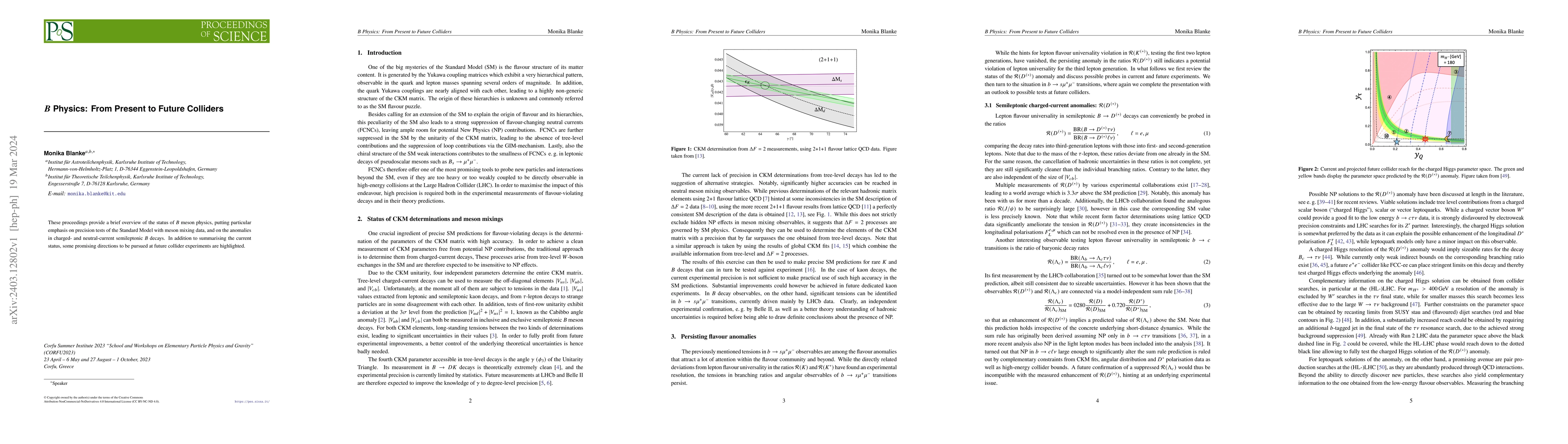 Thumbnail for $B$ Physics: From Present to Future Colliders