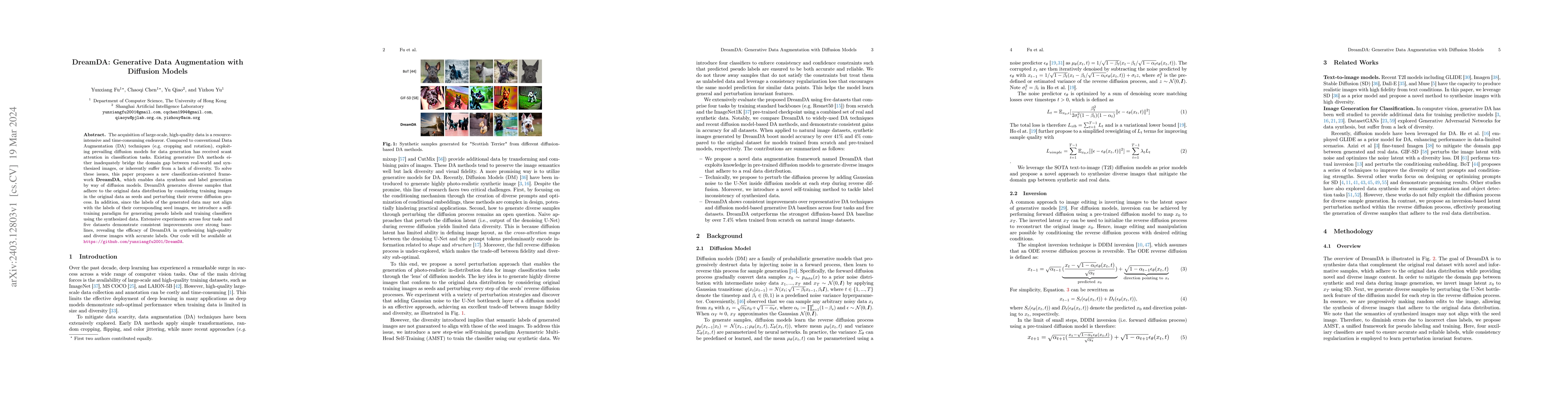 Thumbnail for DreamDA: Generative Data Augmentation with Diffusion Models