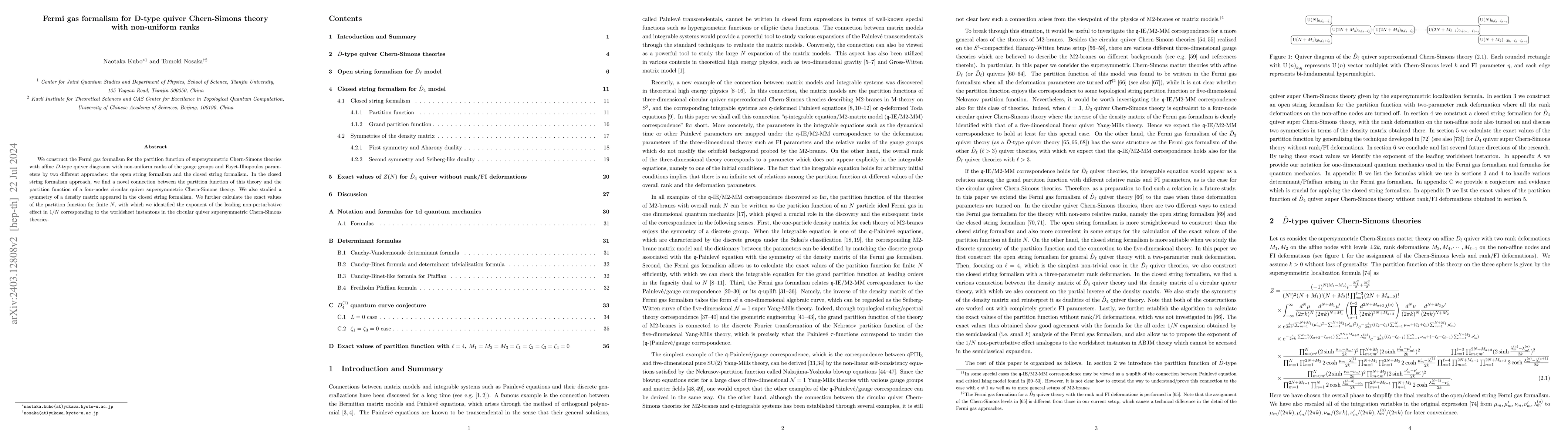 Thumbnail for Fermi gas formalism for D-type quiver Chern-Simons theory with
  non-uniform ranks