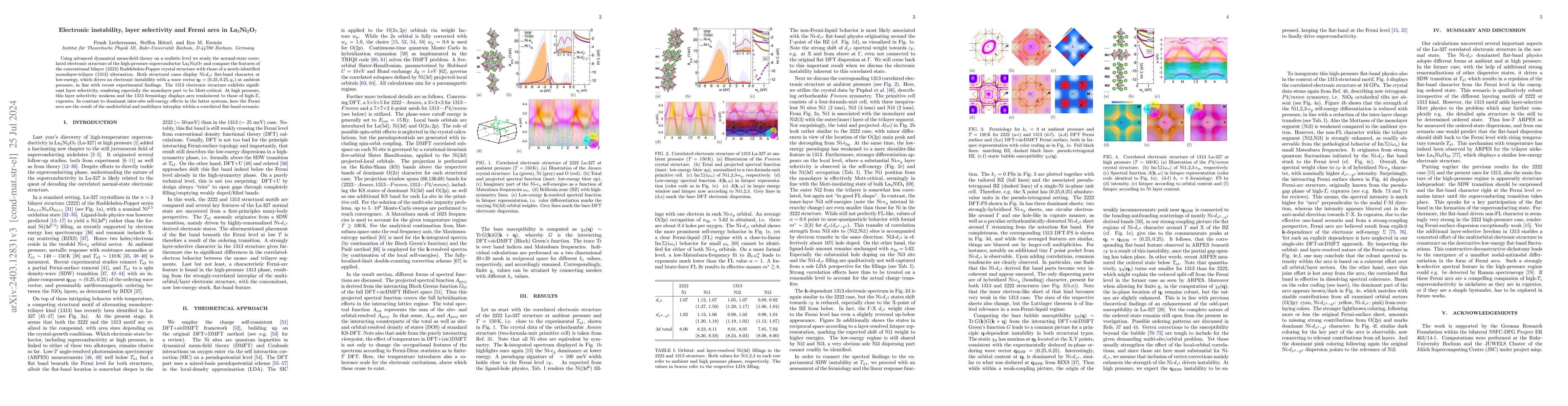 Thumbnail for Electronic instability, layer selectivity and Fermi arcs in
  La$_3$Ni$_2$O$_7$