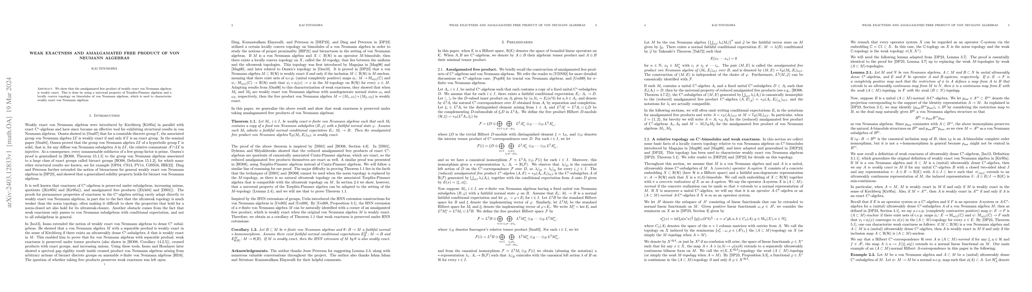Thumbnail for Weak exactness and amalgamated free product of von Neumann algebras