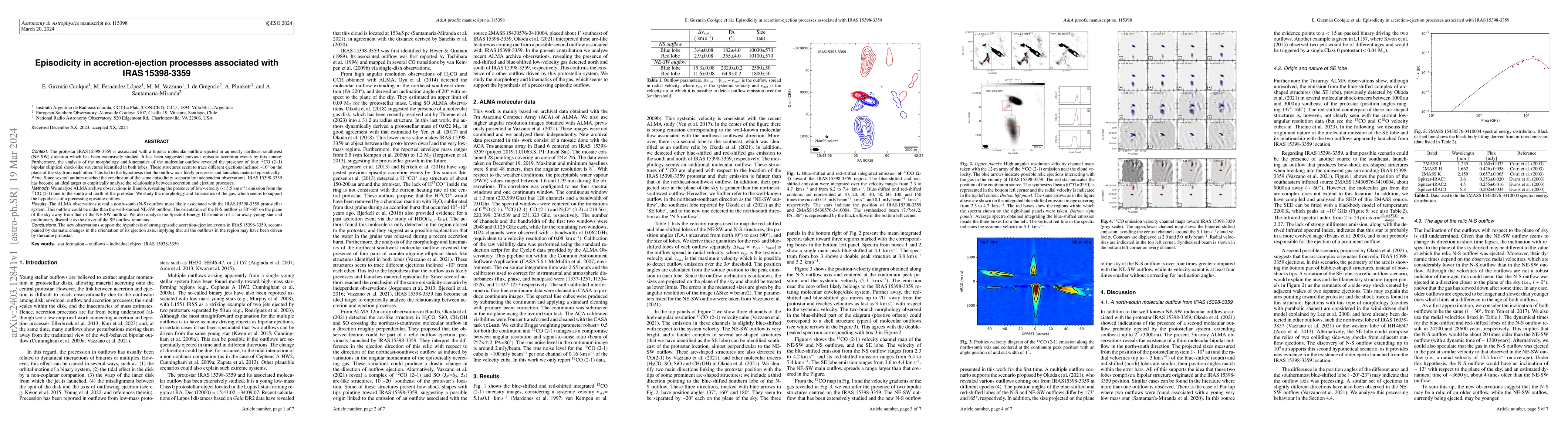 Thumbnail for Episodicity in accretion-ejection processes associated with IRAS
  15398-3359