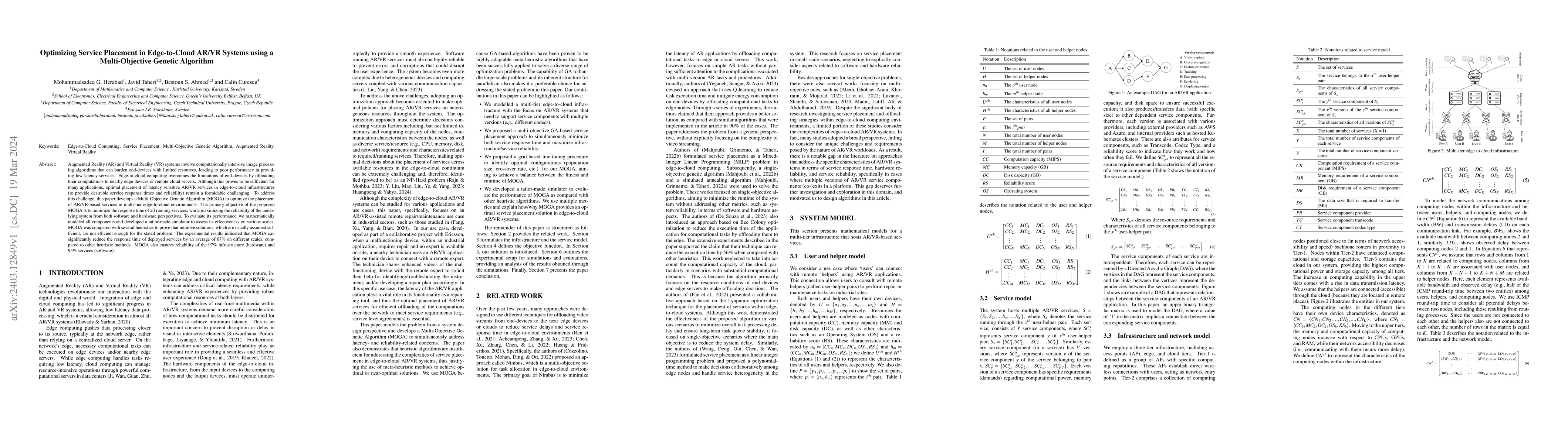 Thumbnail for Optimizing Service Placement in Edge-to-Cloud AR/VR Systems using a
  Multi-Objective Genetic Algorithm