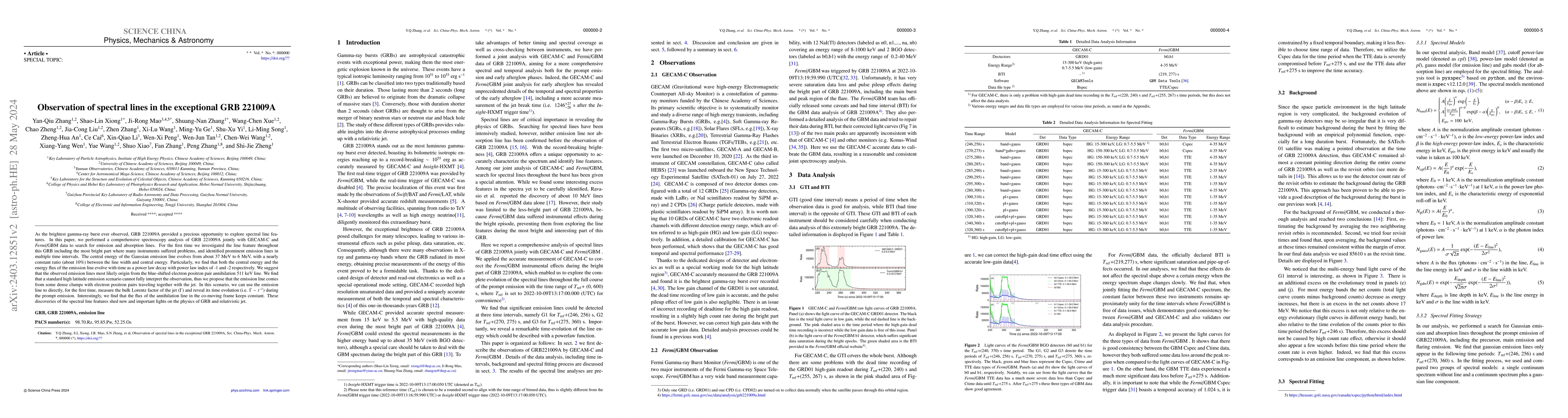 Thumbnail for Observation of spectral lines in the exceptional GRB 221009A