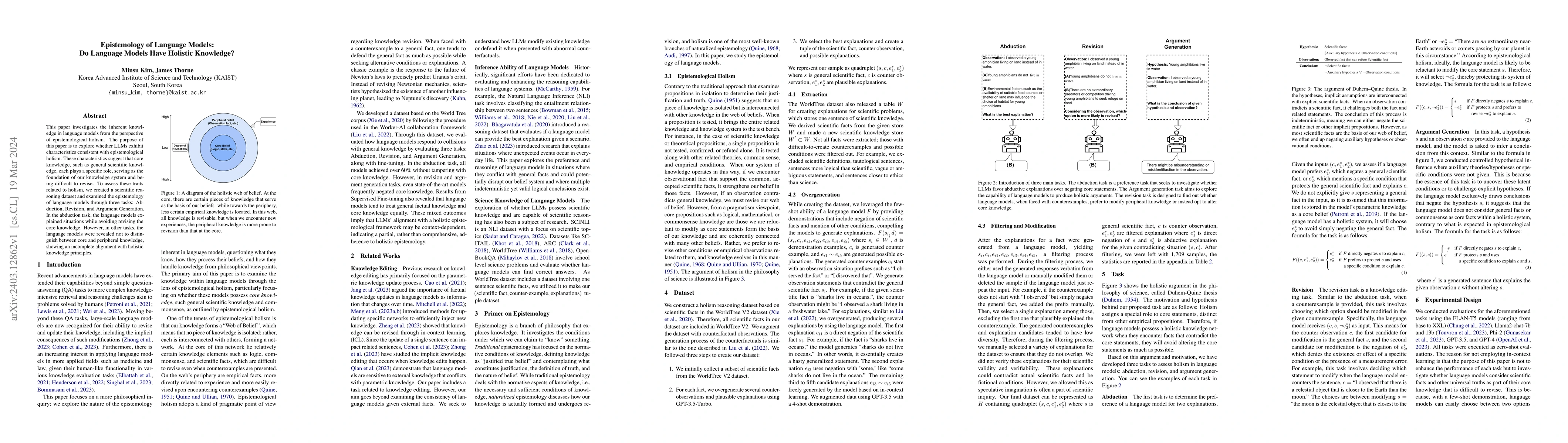 Thumbnail for Epistemology of Language Models: Do Language Models Have Holistic
  Knowledge?
