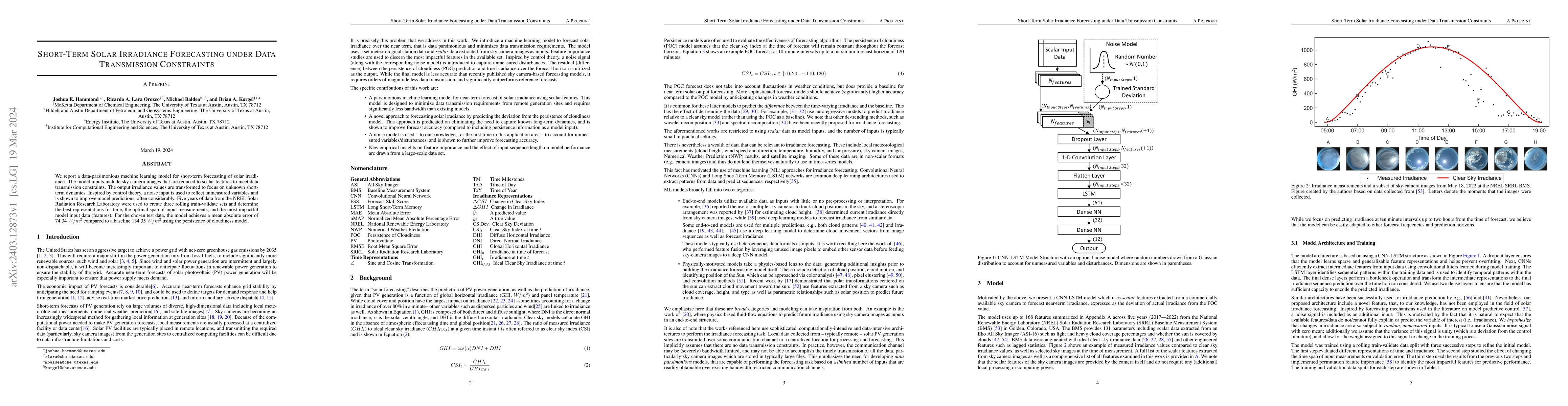 Thumbnail for Short-Term Solar Irradiance Forecasting Under Data Transmission
  Constraints