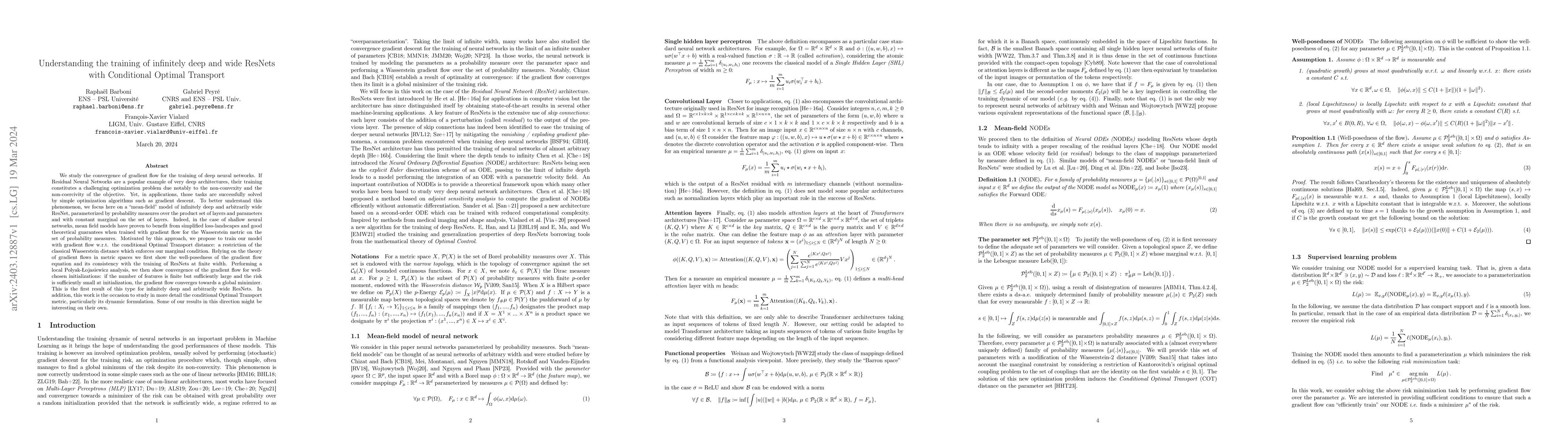 Thumbnail for Understanding the training of infinitely deep and wide ResNets with
  Conditional Optimal Transport
