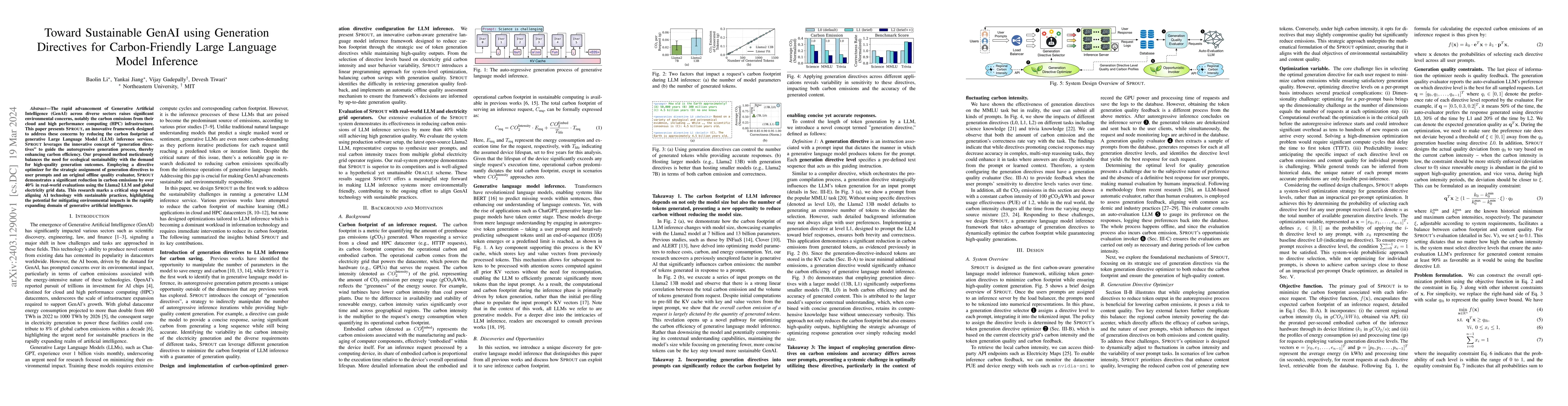 Thumbnail for Toward Sustainable GenAI using Generation Directives for Carbon-Friendly
  Large Language Model Inference