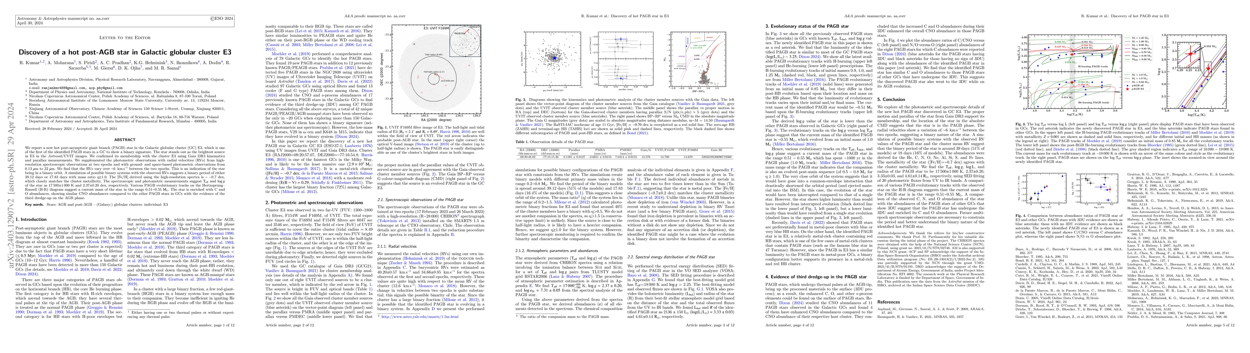 Thumbnail for Discovery of a hot post-AGB star in Galactic globular cluster E3