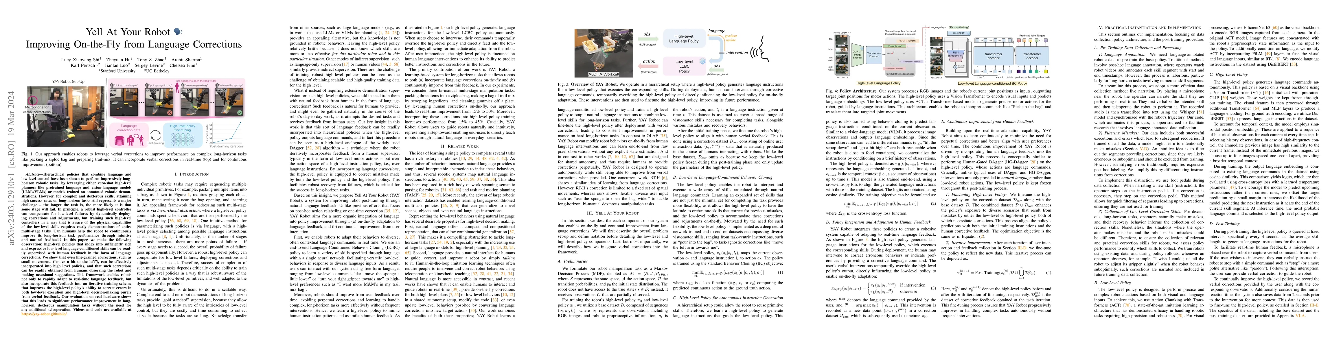 Thumbnail for Yell At Your Robot: Improving On-the-Fly from Language Corrections