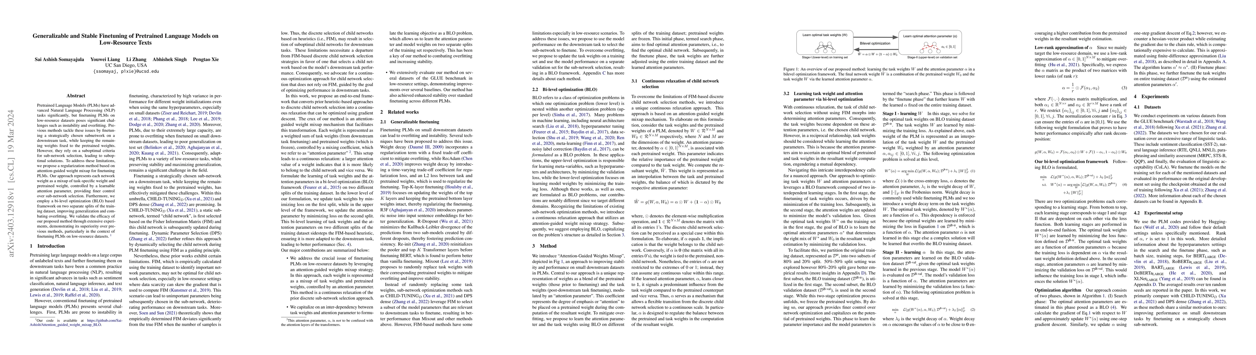 Thumbnail for Generalizable and Stable Finetuning of Pretrained Language Models on
  Low-Resource Texts