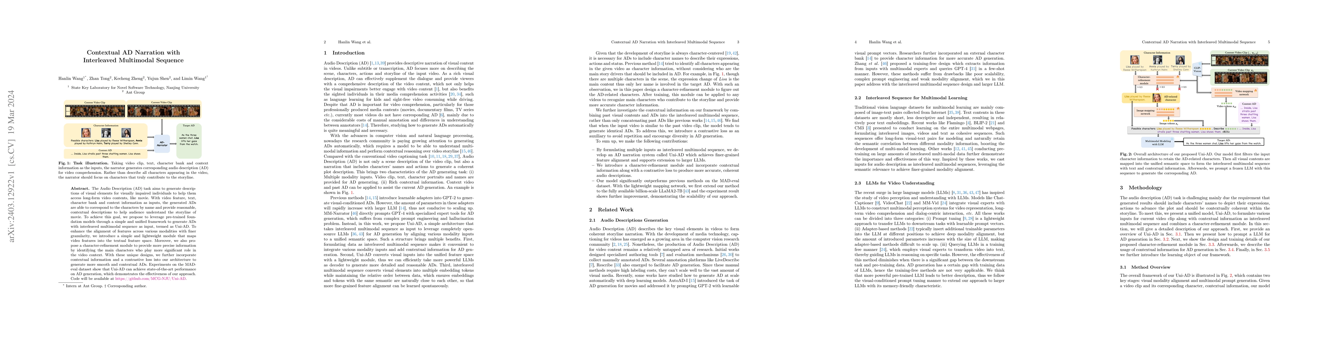 Thumbnail for Contextual AD Narration with Interleaved Multimodal Sequence
