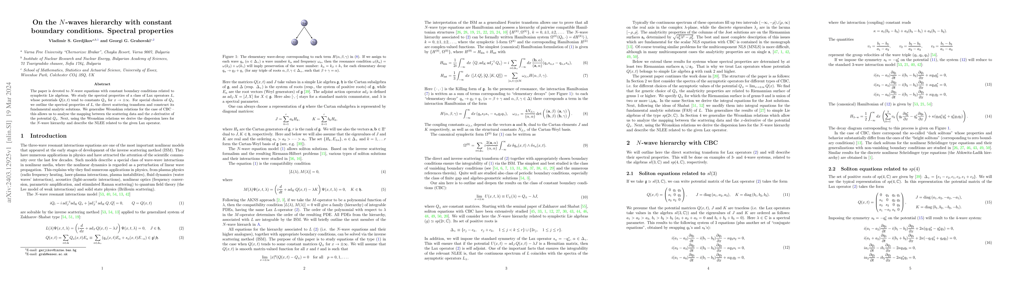 Thumbnail for On the $N$-waves hierarchy with constant boundary conditions. Spectral
  properties