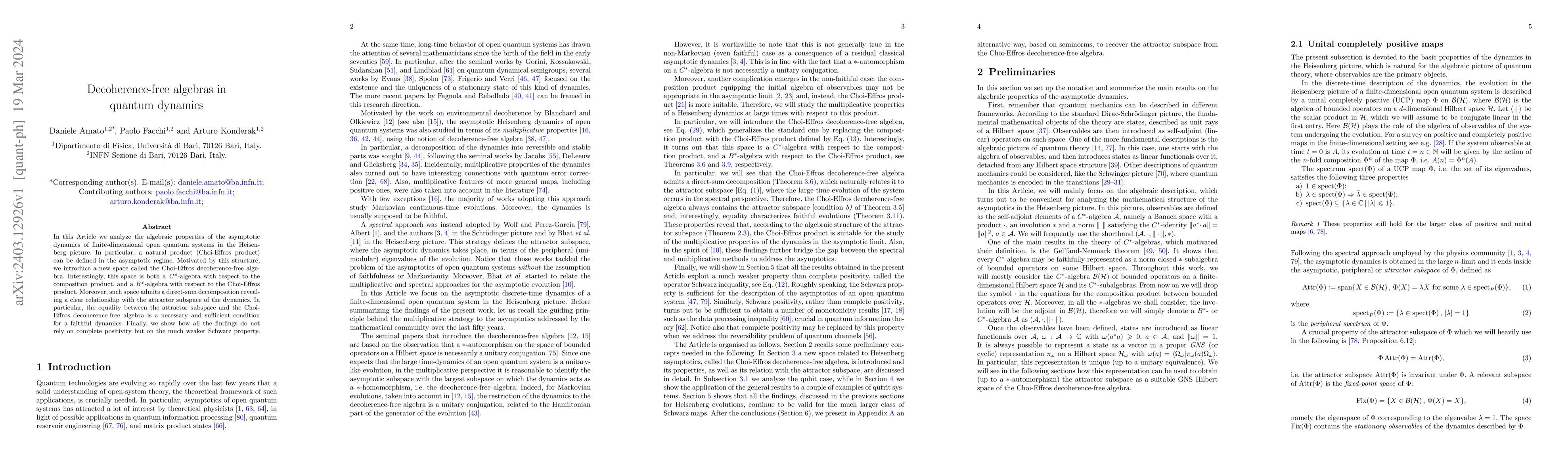 Thumbnail for Decoherence-free algebras in quantum dynamics