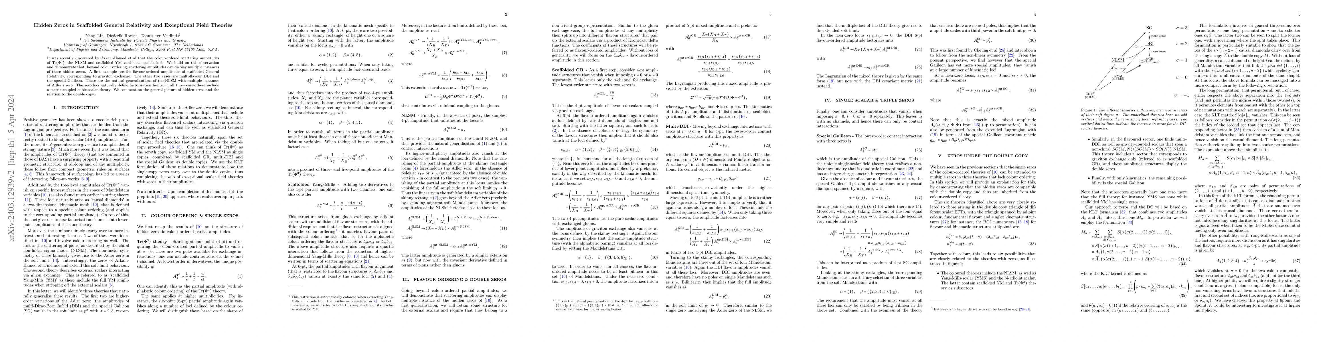 Thumbnail for Hidden Zeros in Scaffolded General Relativity and Exceptional Field
  Theories