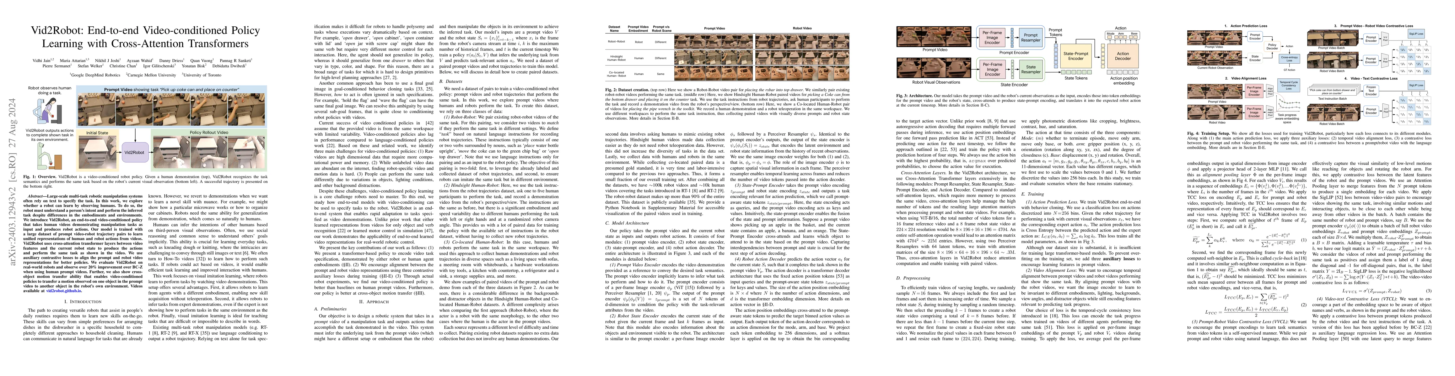 Thumbnail for Vid2Robot: End-to-end Video-conditioned Policy Learning with
  Cross-Attention Transformers