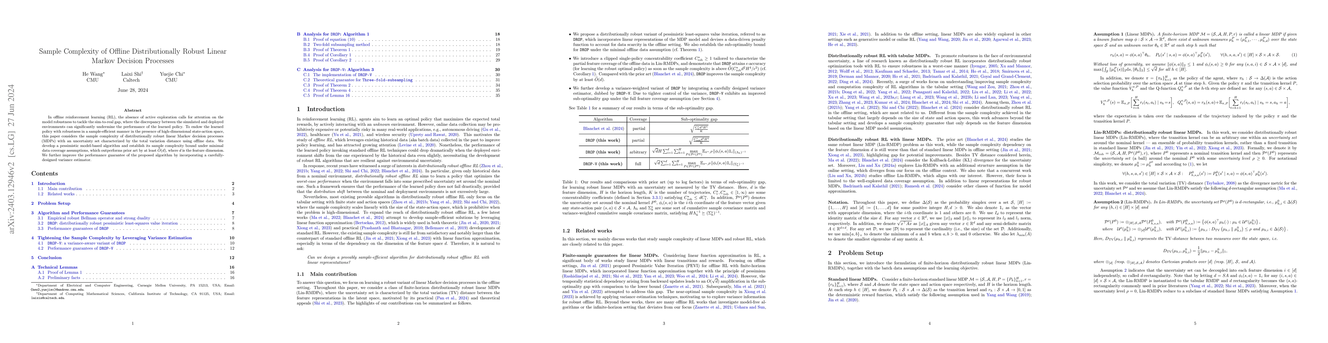 Thumbnail for Sample Complexity of Offline Distributionally Robust Linear Markov
  Decision Processes