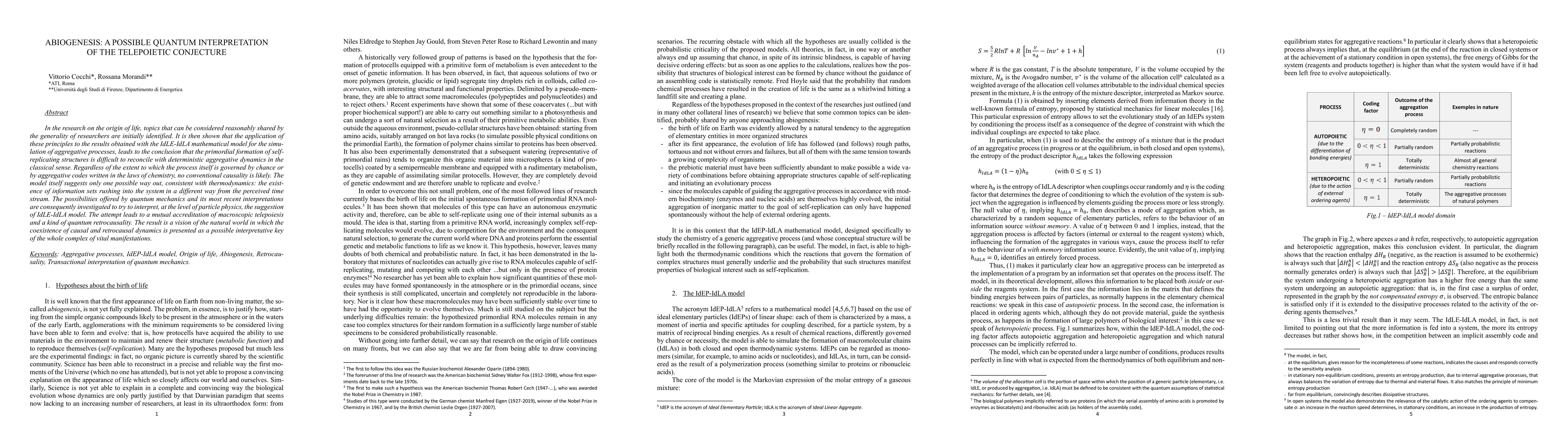 Thumbnail for Abiogenesis: a possible quantum interpretation of the telepoietic
  conjecture