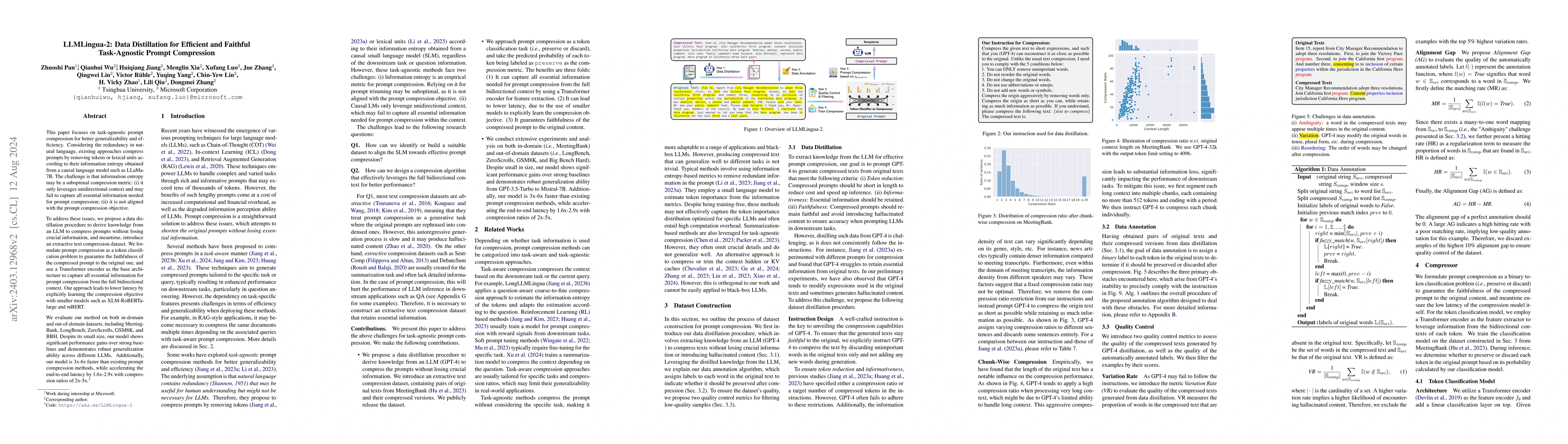 Thumbnail for LLMLingua-2: Data Distillation for Efficient and Faithful Task-Agnostic
  Prompt Compression